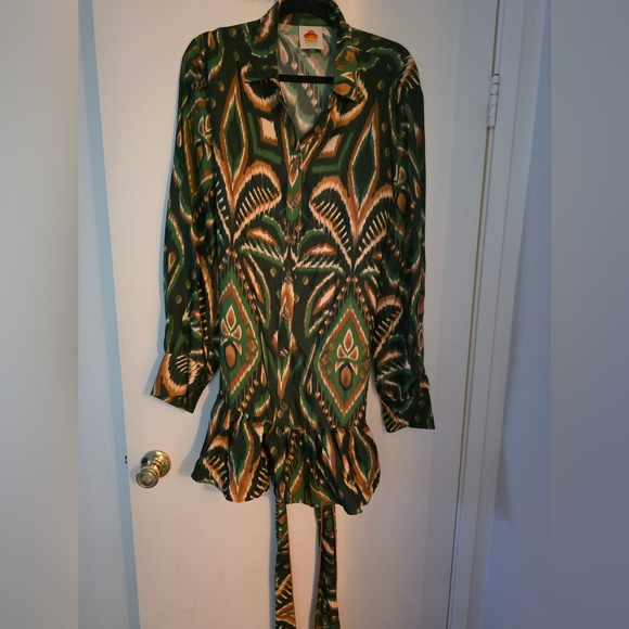 Farm Rio Pineapple Ikat Long Sleeve Minidress - Picture 9 of 10